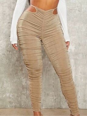 High-Waist Ruched Cutout Leggings - AVAILBLE IN BLUE ONLY